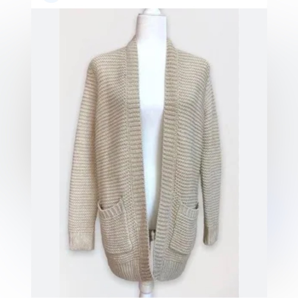 Forever 21 woven textured cream and gold cardigan size small